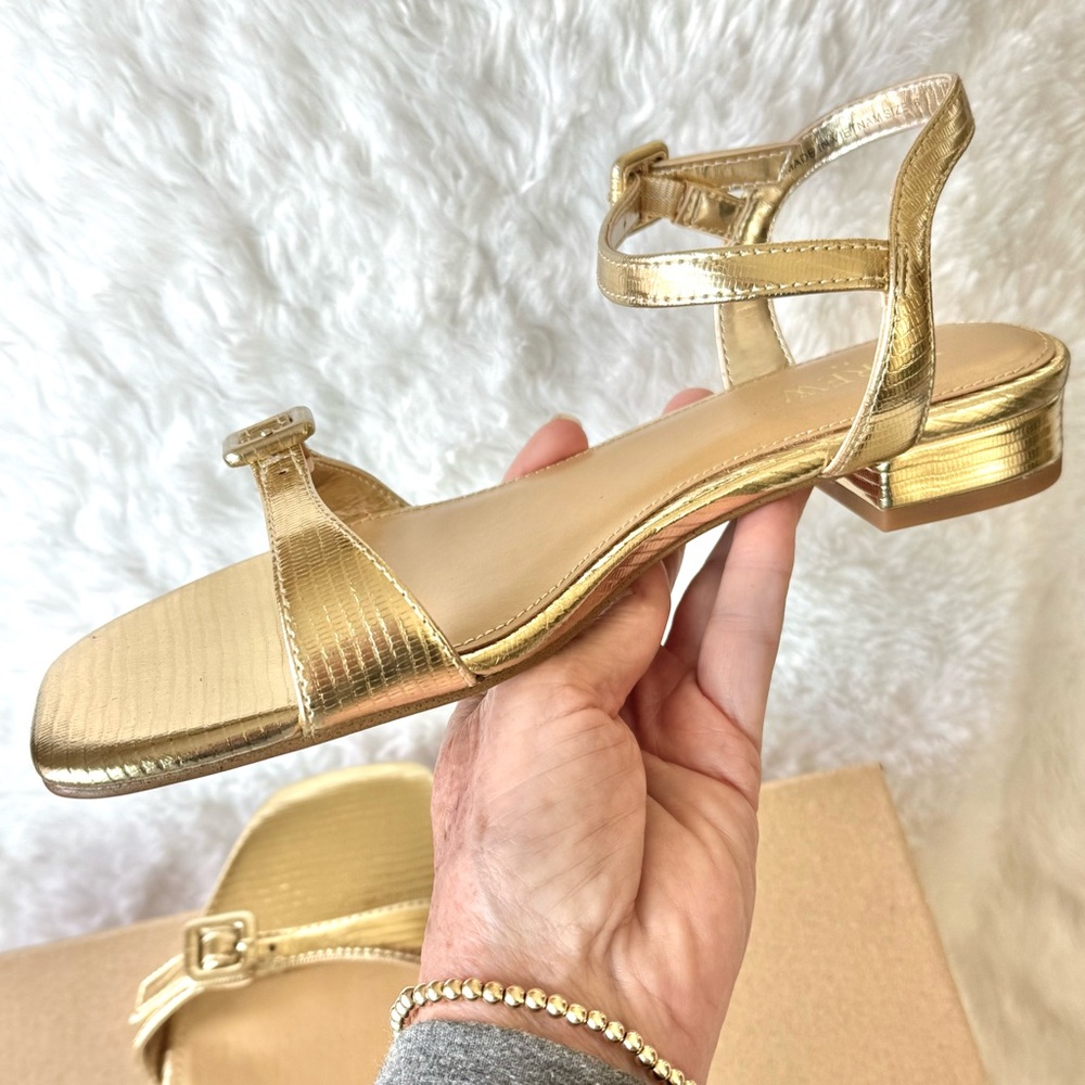 NIB J Crew Lizard Embossed Ankle Strap Sandals Gold 6 - Picture 11 of 14